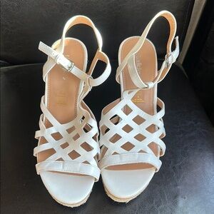 Limelight White Strappy Sandals Elegant Wedge